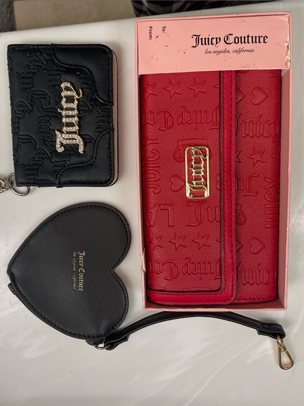 Juicy Couture Red and Black Wallet Set with Heart Pouch 3 for 1 price $30